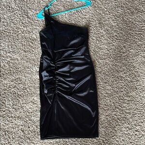 Charlotte Russe Black Asymmetrical Ruched Cocktail Dress